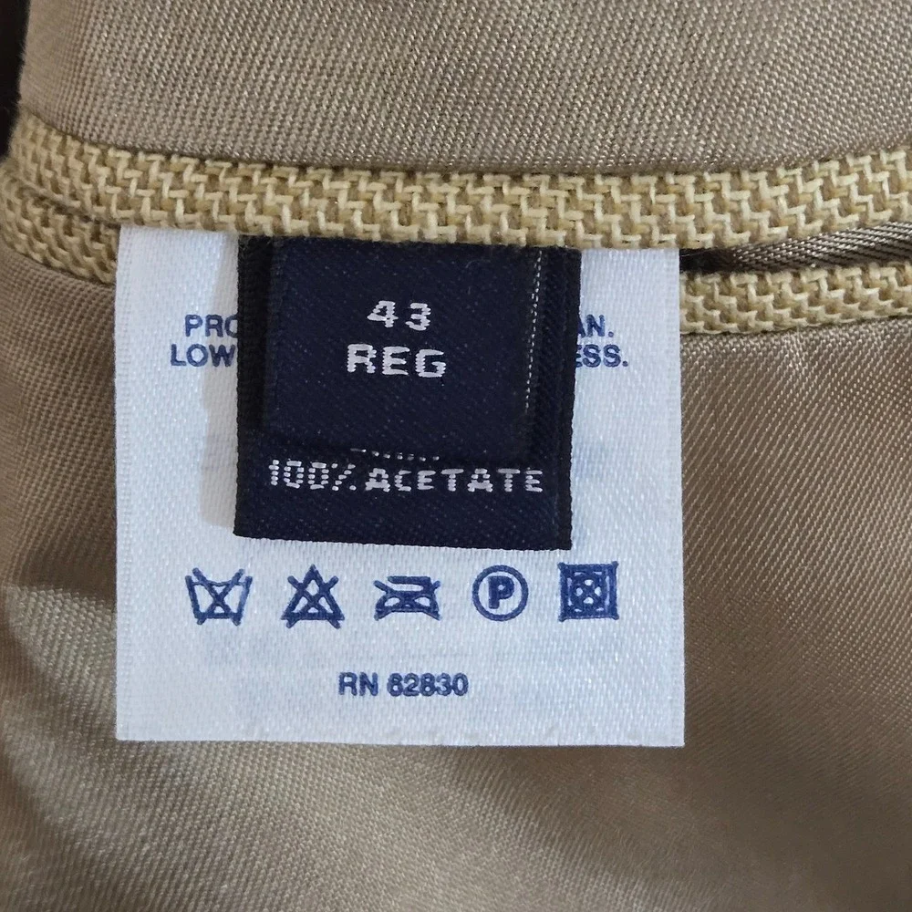 Lands' End Men's Silk‎ Wool 2-Button Blazer Jacket Beige 43R